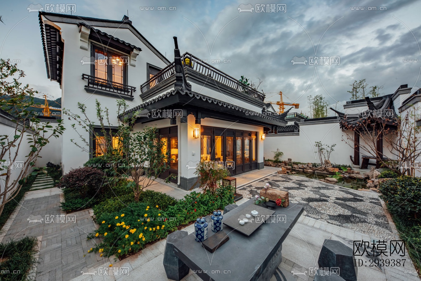 新中式酒店民宿效果图下载（渲染图8）