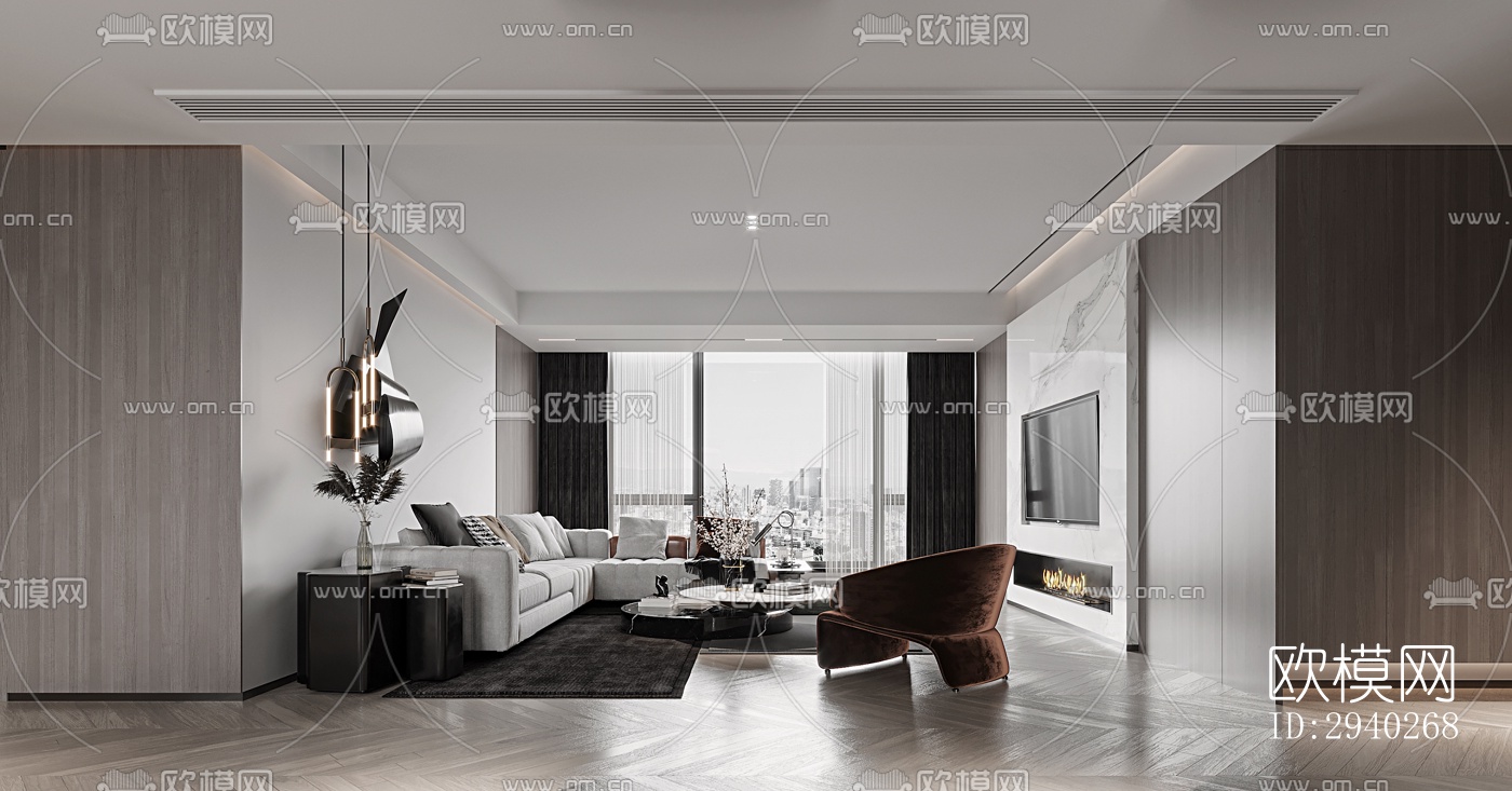 现代平层效果图下载（渲染图4）