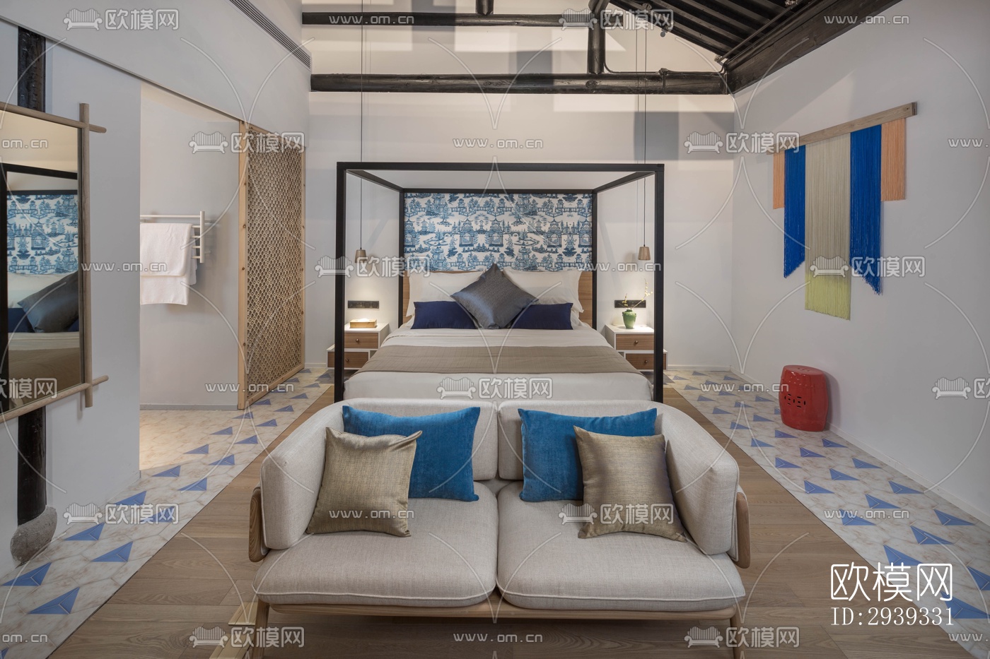 新中式酒店民宿效果图下载（渲染图12）