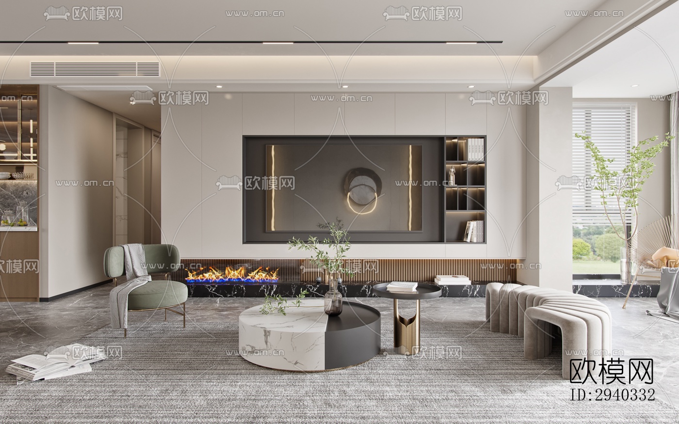 现代平层效果图下载（渲染图1）