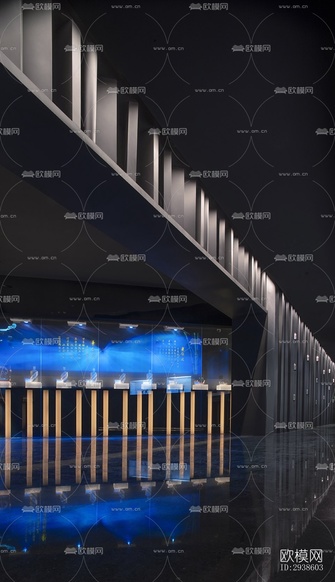 新中式展览展厅效果图下载(渲染图7)