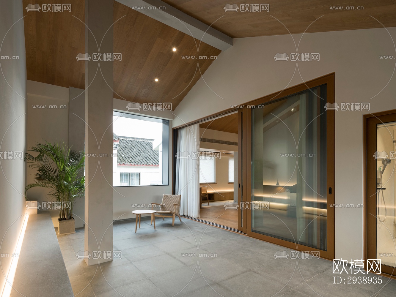 中式酒店民宿效果图下载（渲染图13）