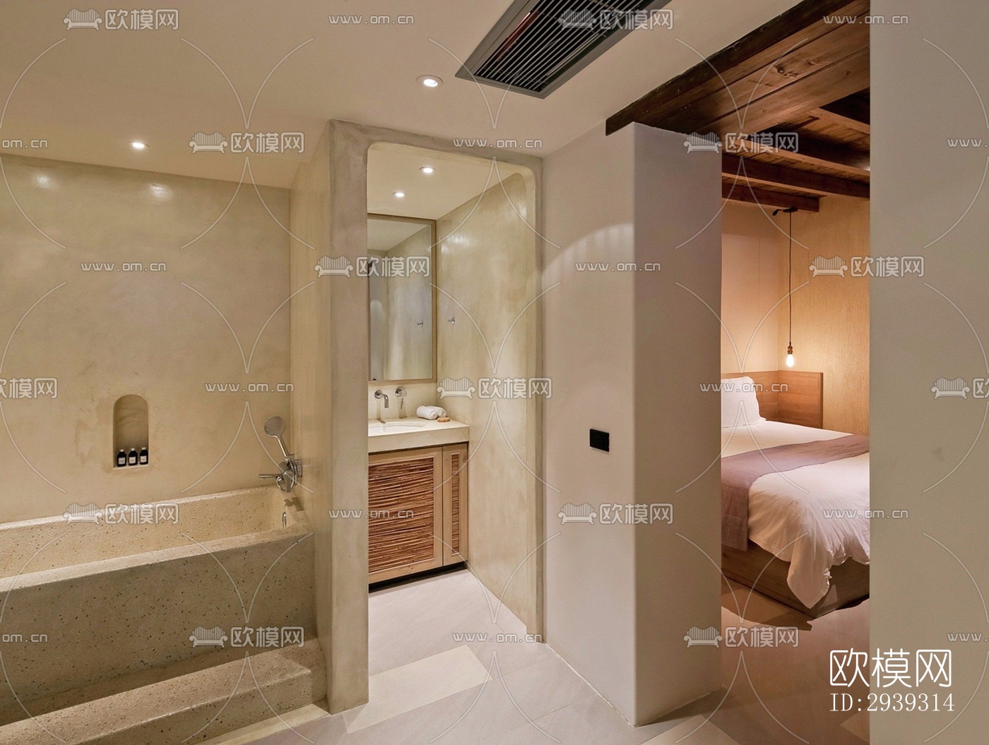 新中式酒店民宿效果图下载（渲染图3）