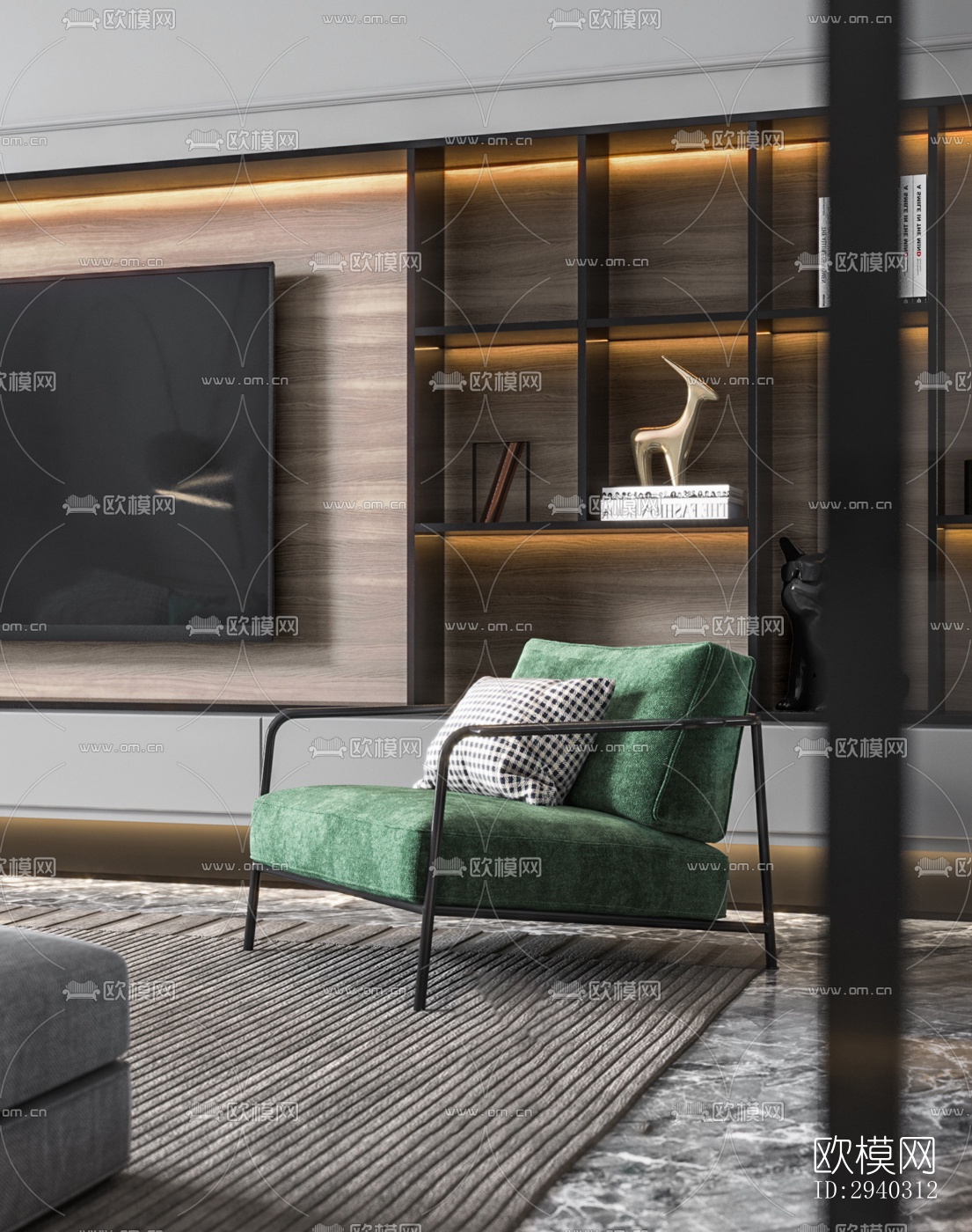 现代平层效果图下载（渲染图8）