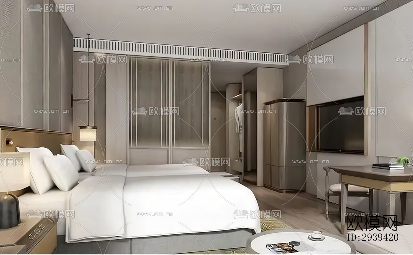 新中式酒店民宿效果图下载（渲染图19）