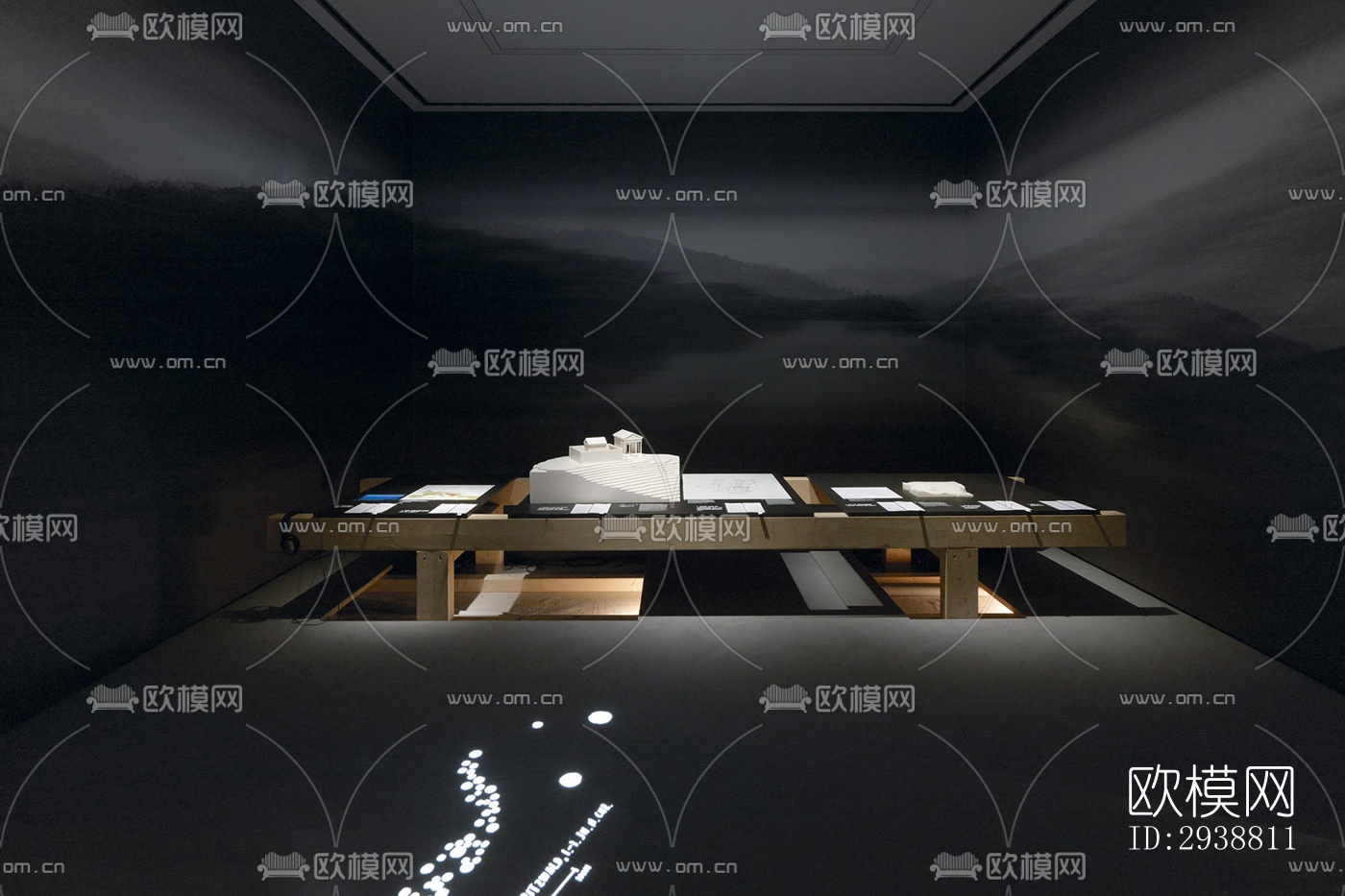 高级灰展览展厅效果图下载（渲染图2）
