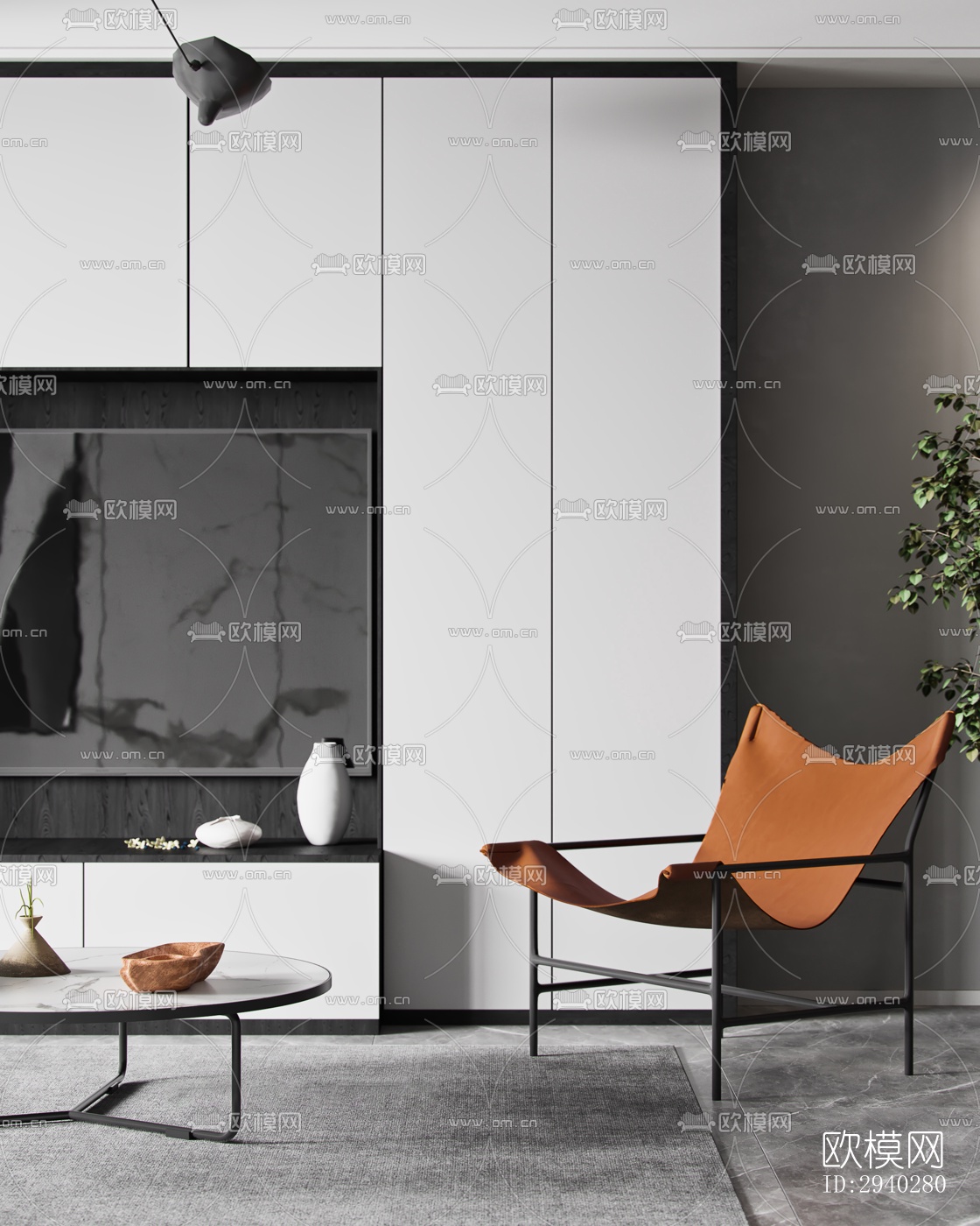 现代平层效果图下载（渲染图5）