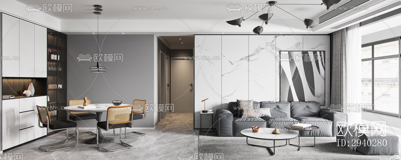 现代平层效果图下载（渲染图6）