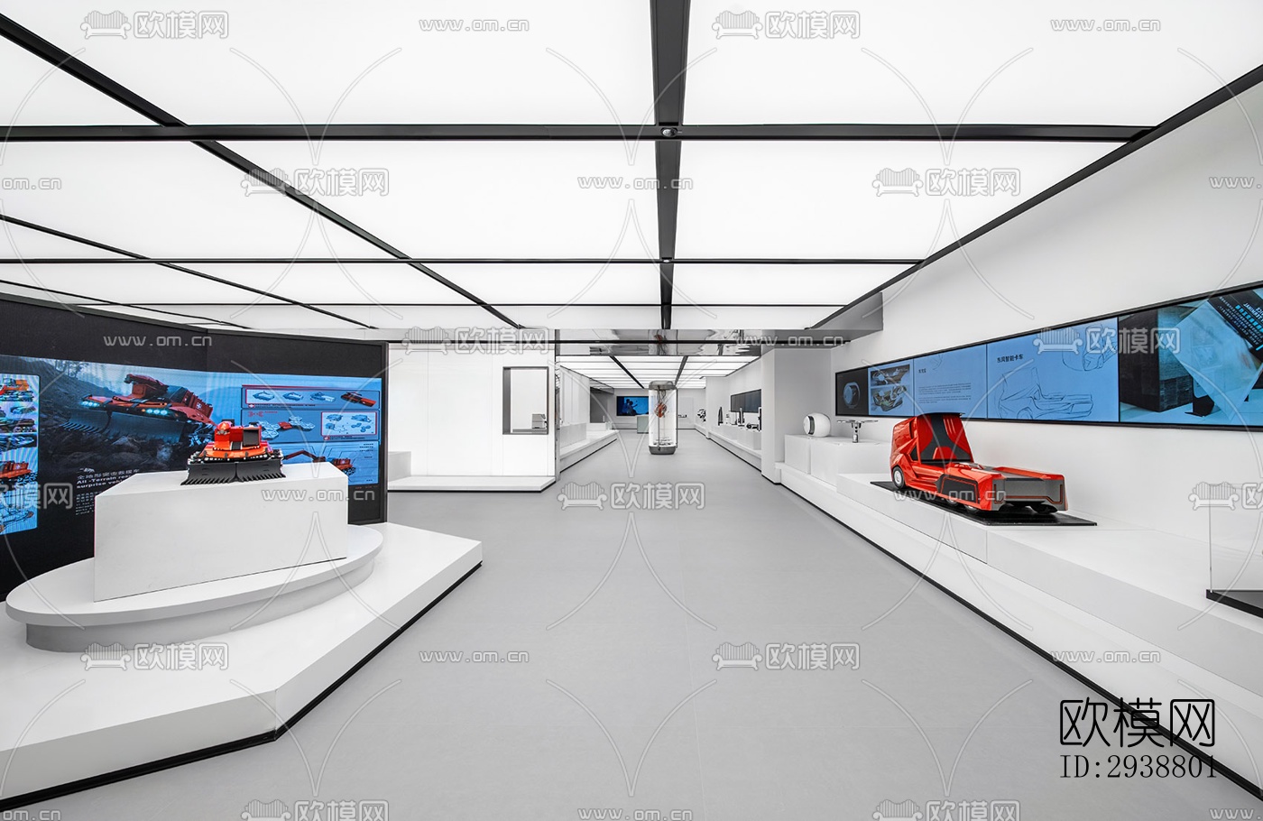 高级灰展览展厅效果图下载（渲染图11）