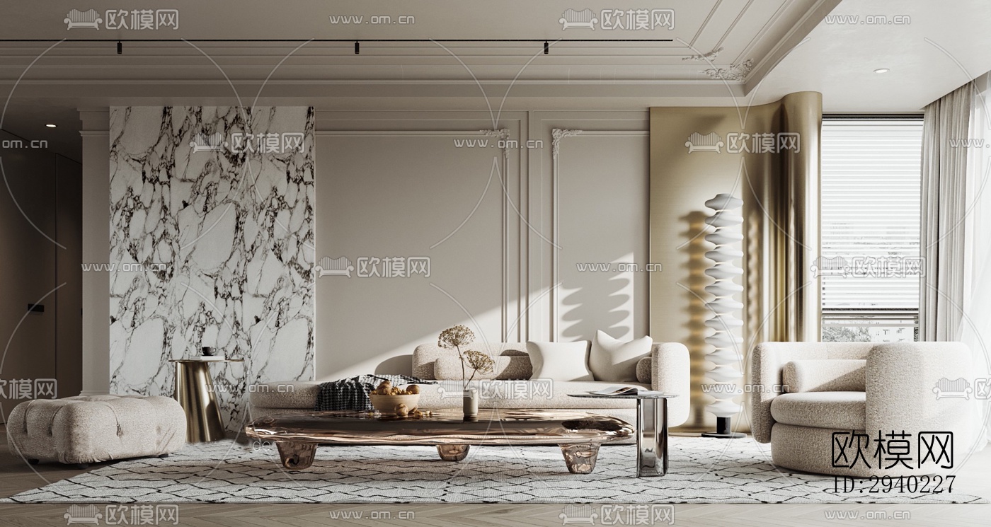 法式平层效果图下载（渲染图4）