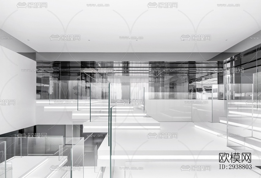 高级灰展览展厅效果图下载(渲染图20)