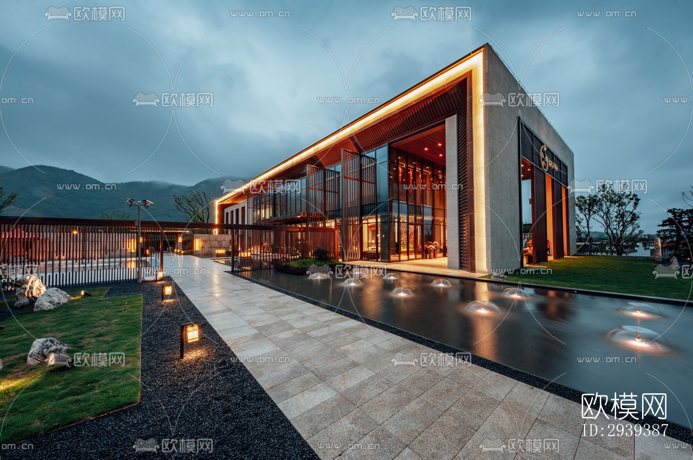 新中式酒店民宿效果图下载（渲染图2）