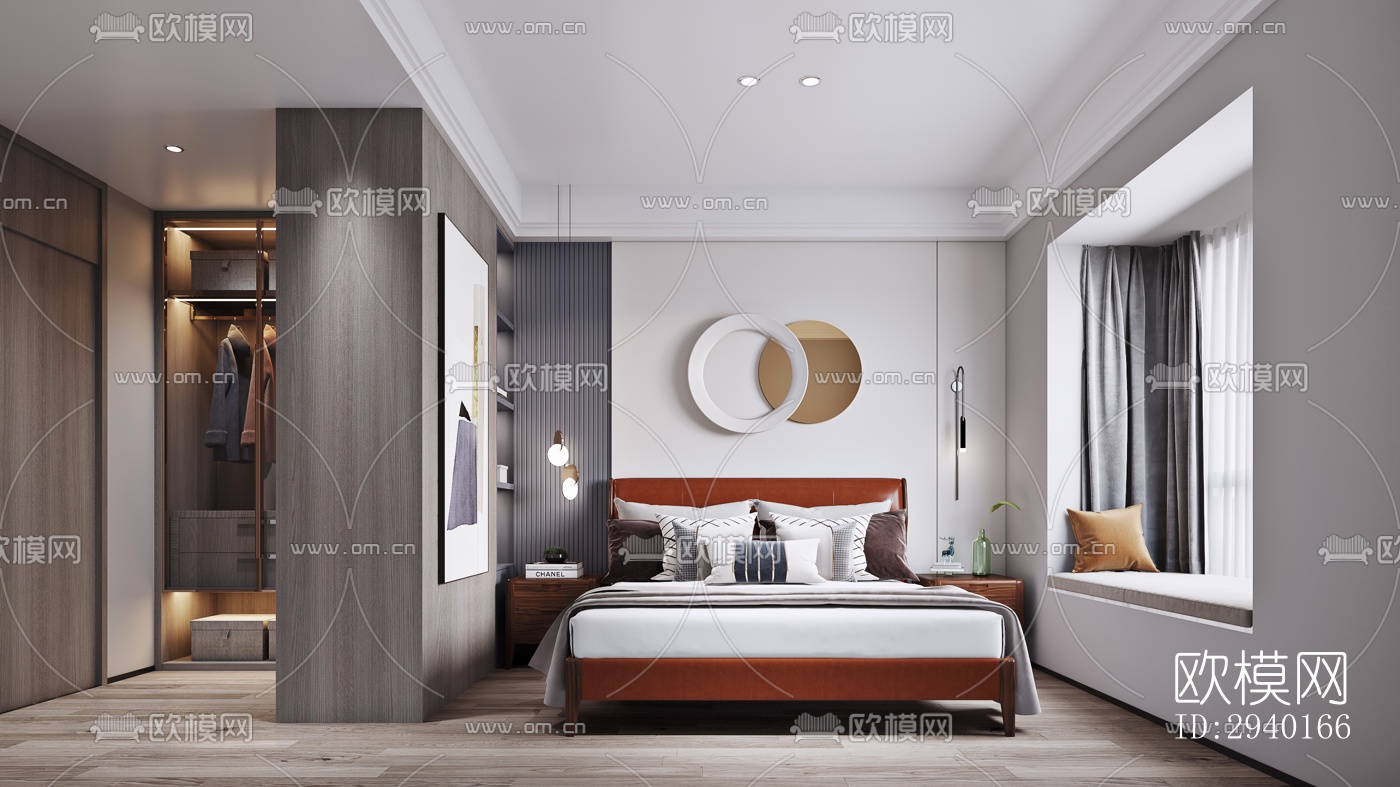 新中式平层效果图下载（渲染图2）