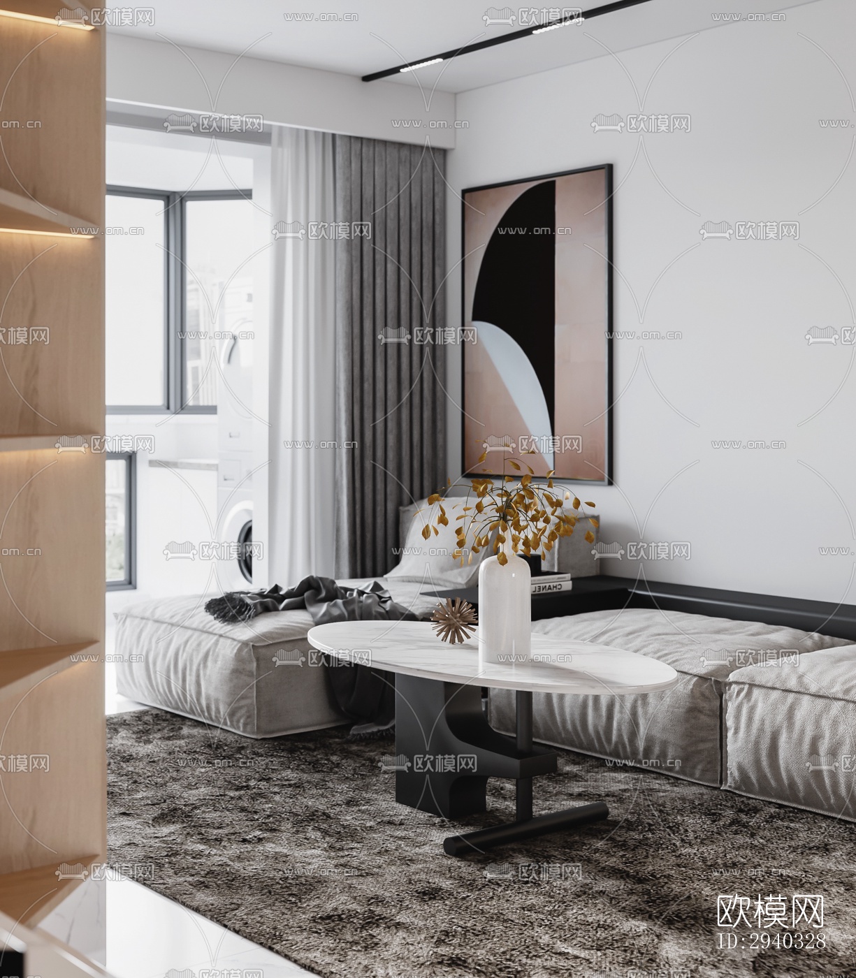 现代平层效果图下载（渲染图2）