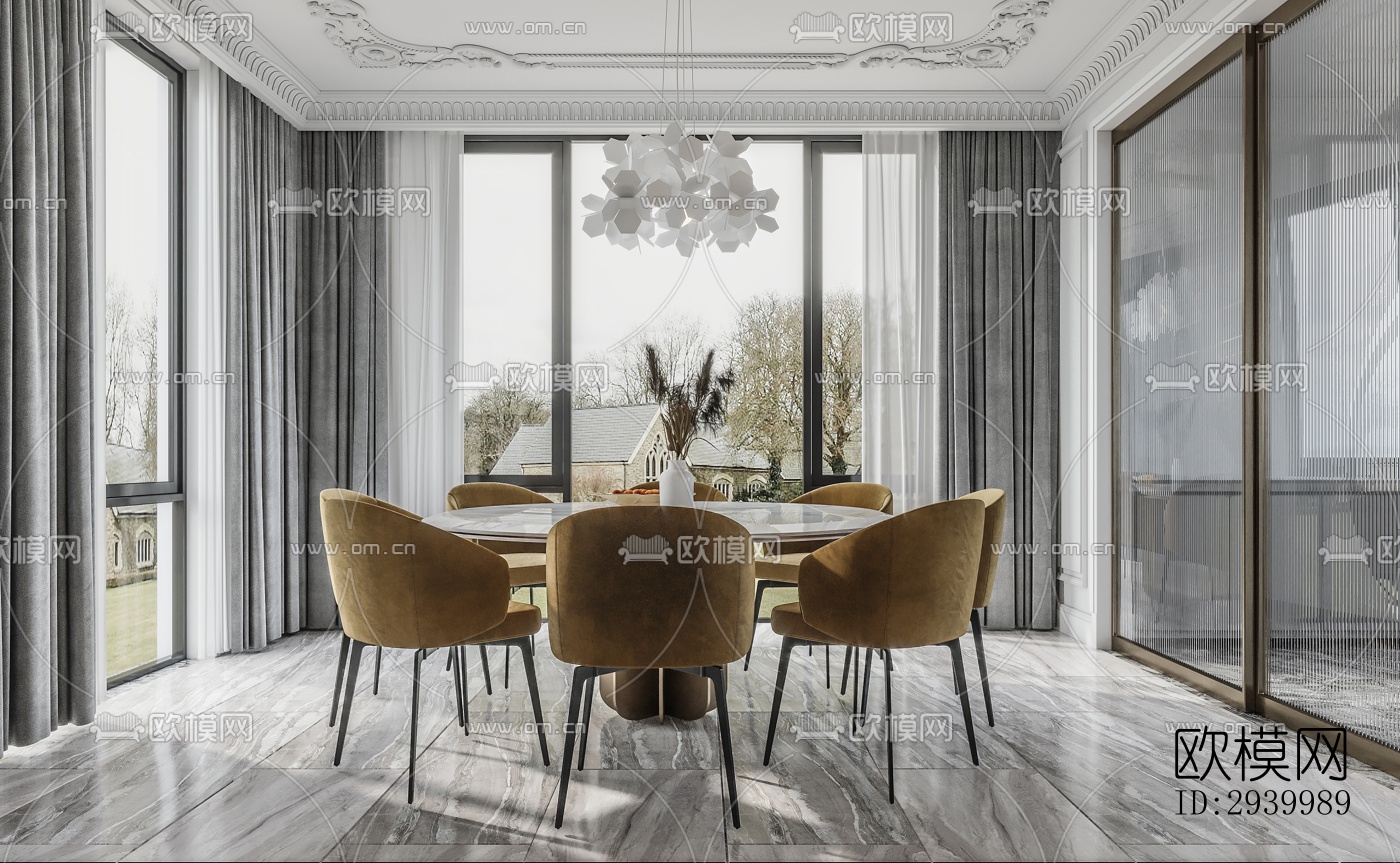 美式复式效果图下载（渲染图1）