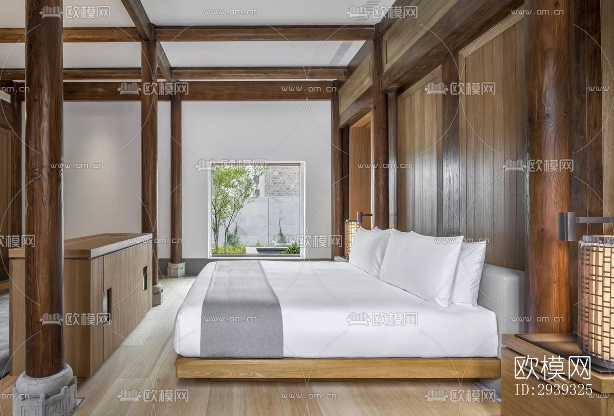 新中式酒店民宿效果图下载（渲染图2）