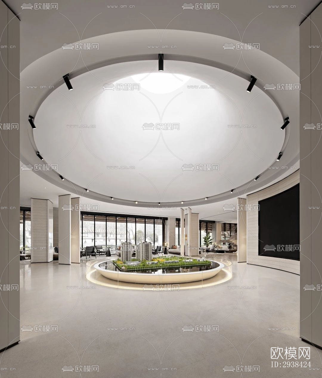 新中式售楼处效果图下载（渲染图4）