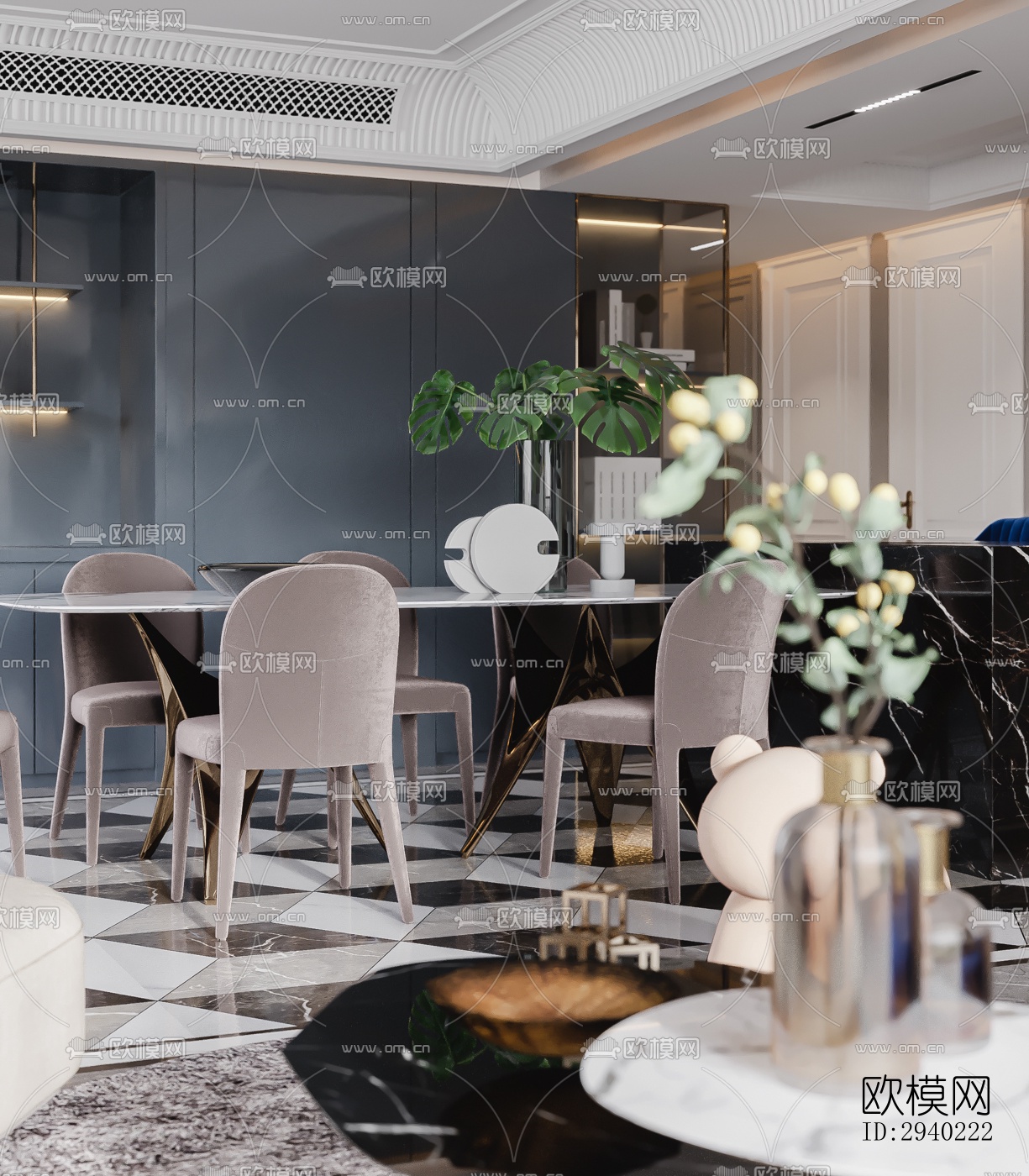 欧式平层效果图下载（渲染图3）