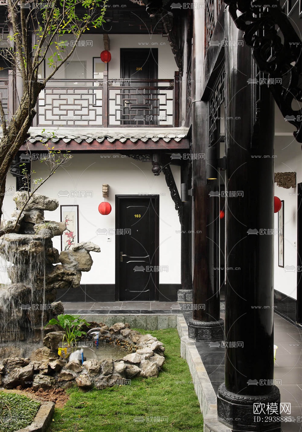 中式酒店民宿效果图下载（渲染图17）