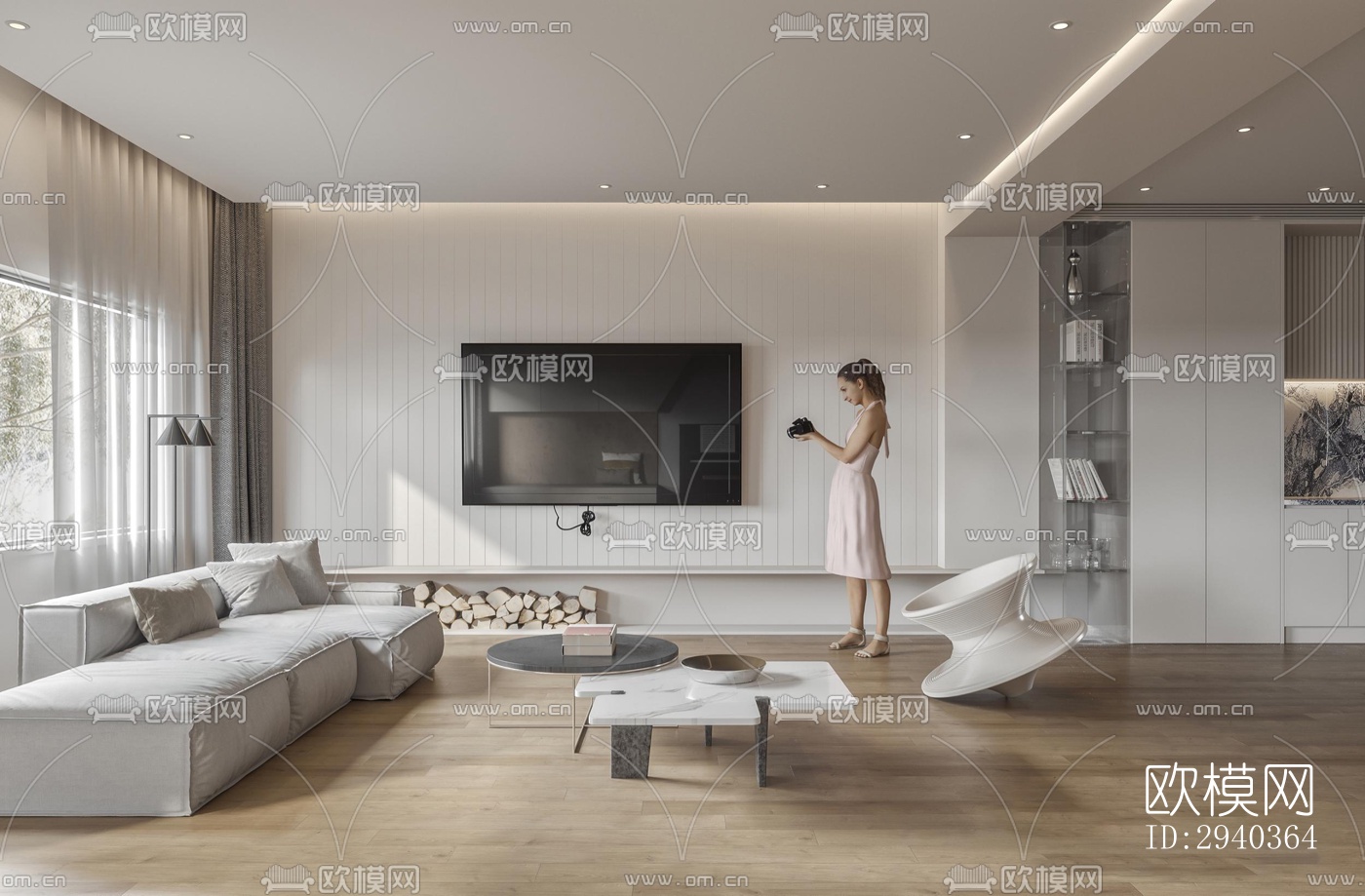 现代平层效果图下载（渲染图1）