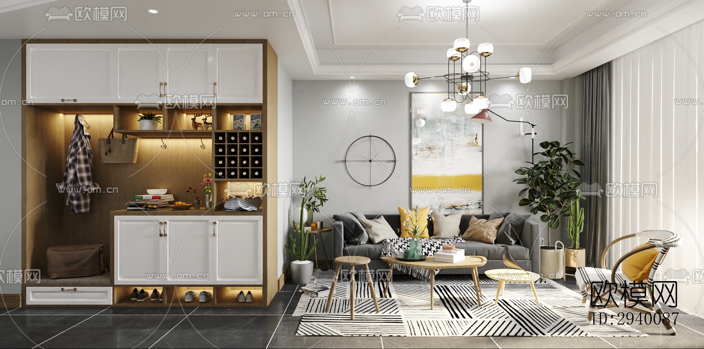 北欧平层效果图下载（渲染图2）