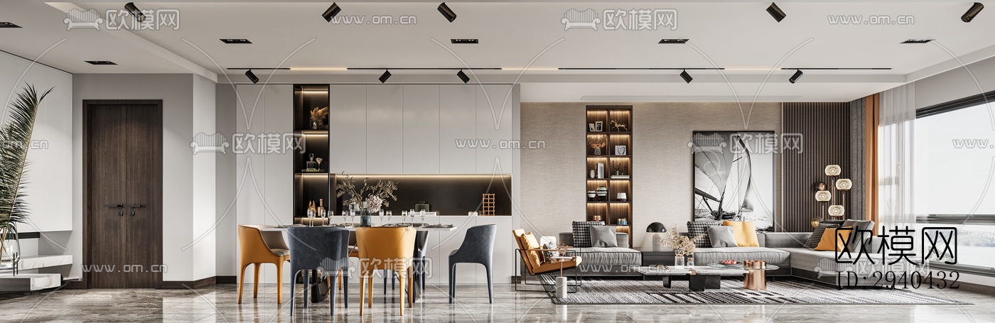 现代平层效果图下载（渲染图7）