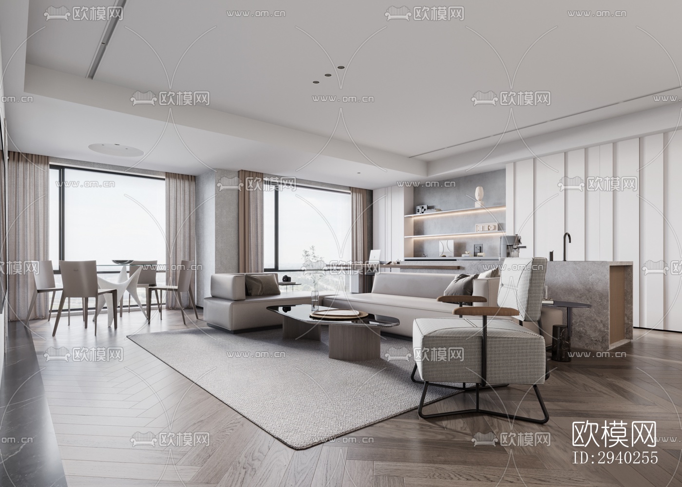 现代平层效果图下载（渲染图7）