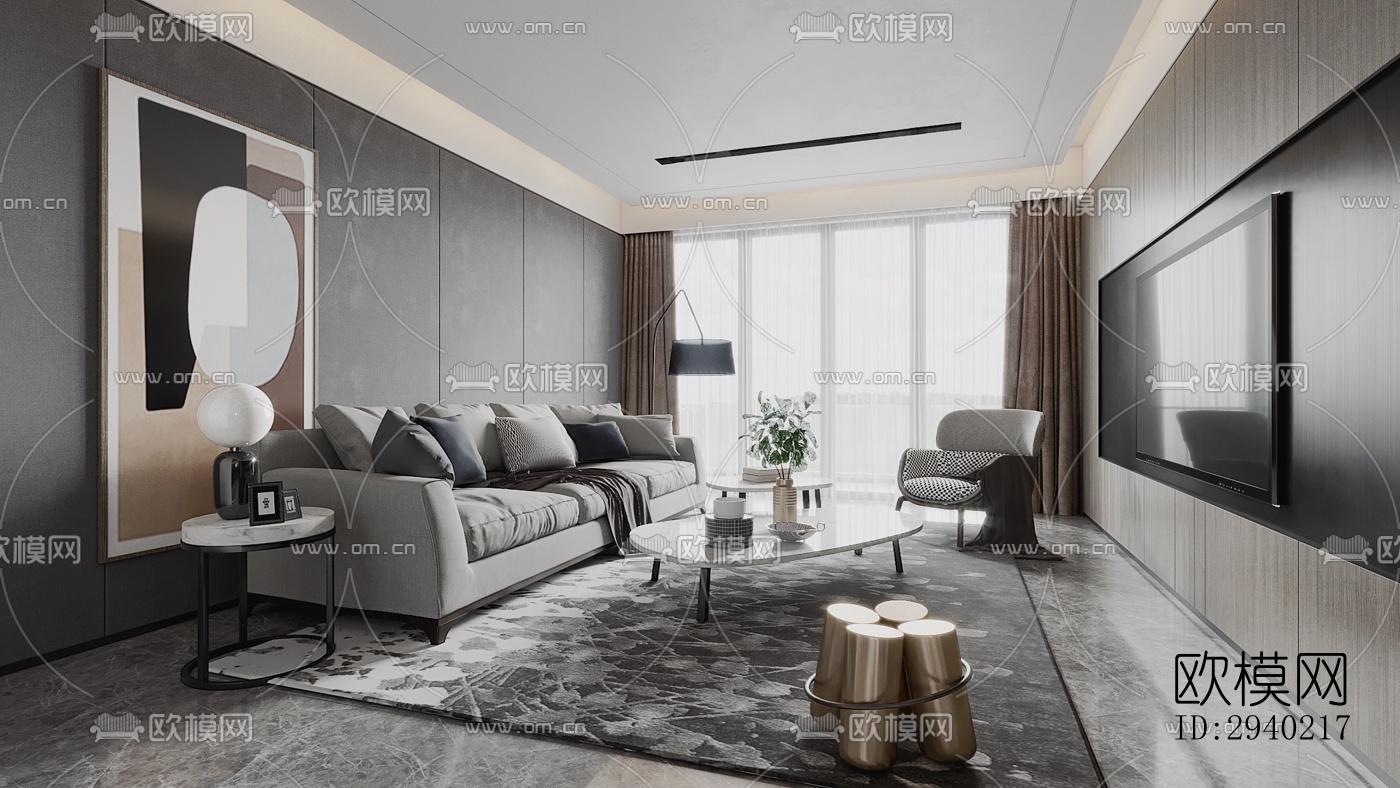 欧式平层效果图下载（渲染图7）