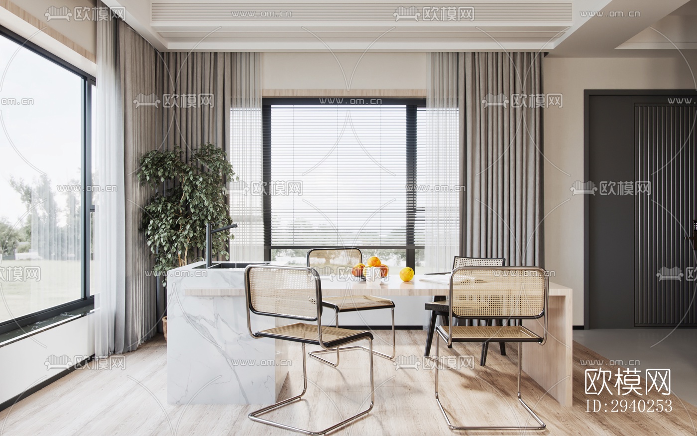 现代平层效果图下载（渲染图1）