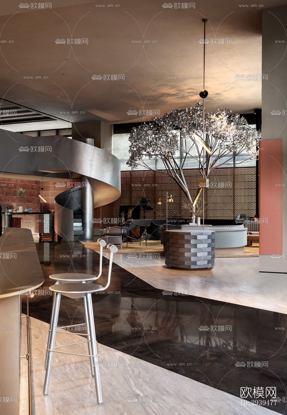 现代酒店民宿效果图下载（渲染图13）