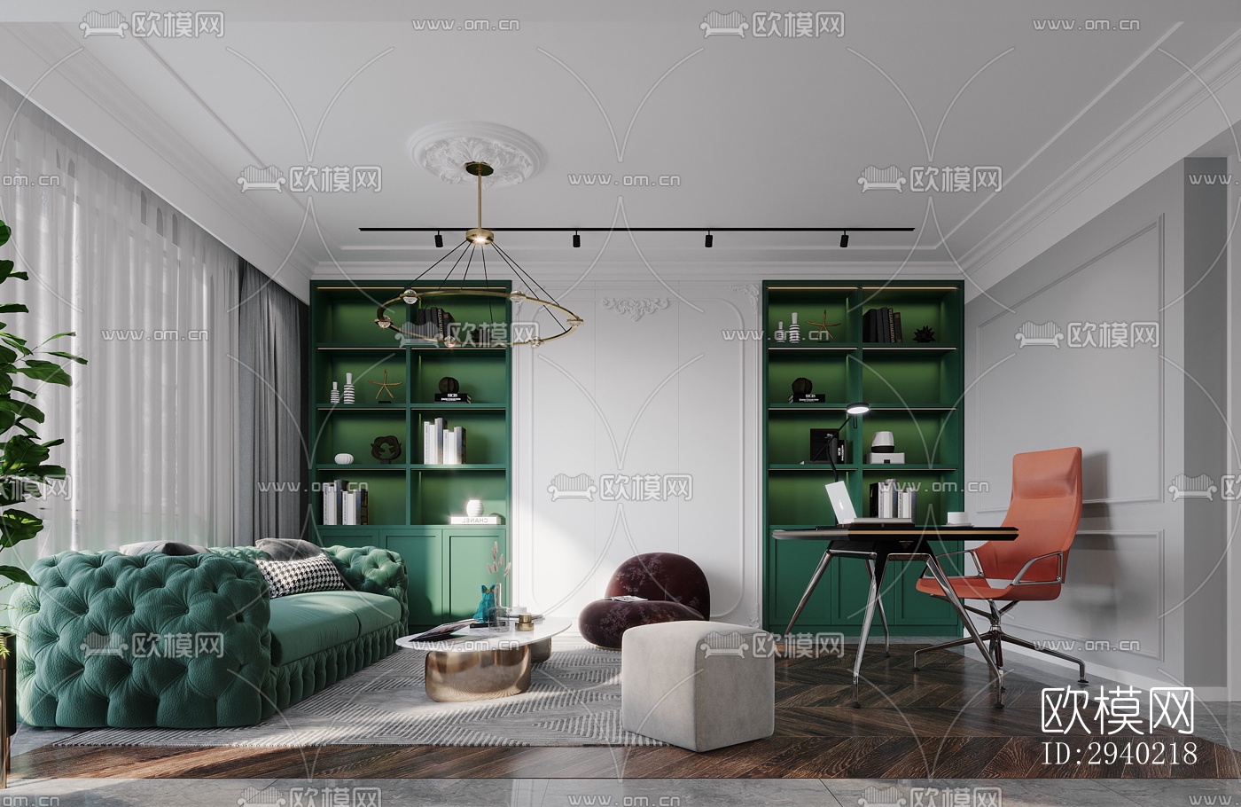 欧式平层效果图下载（渲染图4）