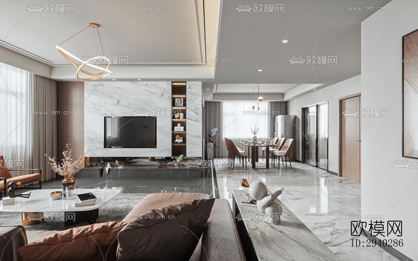 现代平层效果图下载（渲染图4）