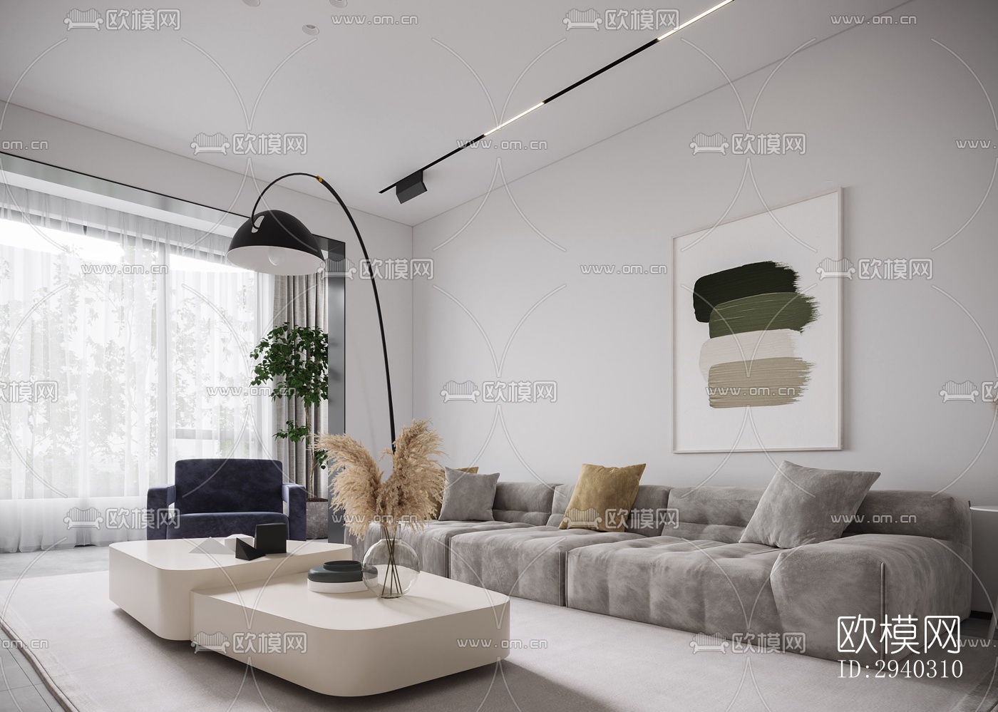 现代平层效果图下载（渲染图5）