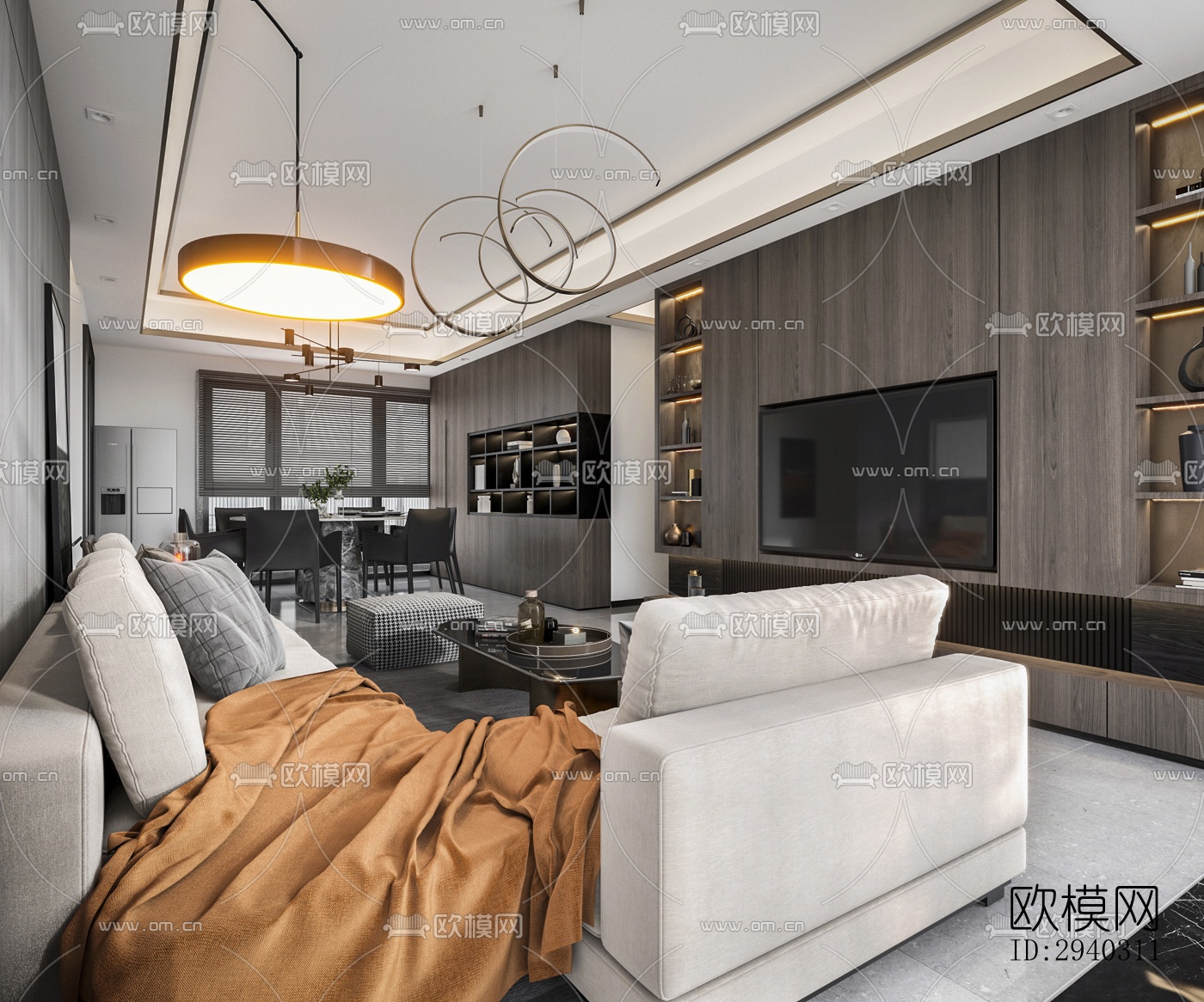 现代平层效果图下载（渲染图2）