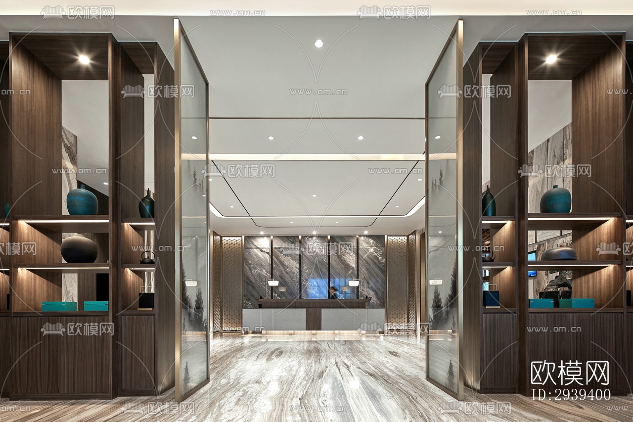 新中式酒店民宿效果图下载（渲染图5）