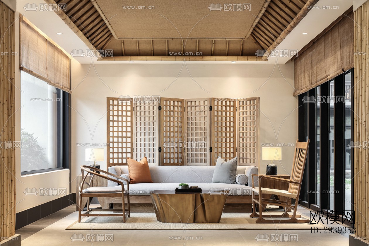 新中式酒店民宿效果图下载（渲染图6）