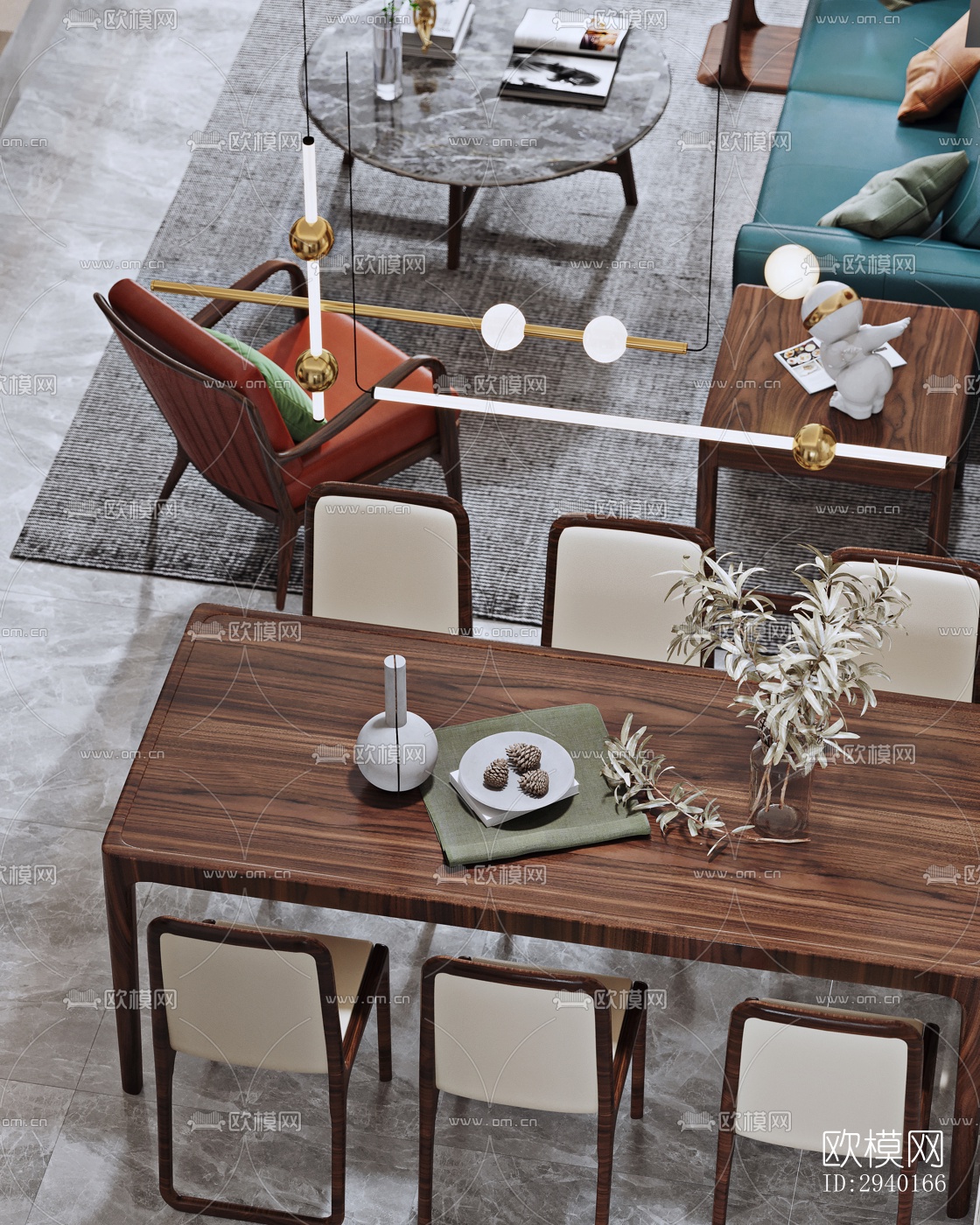 新中式平层效果图下载（渲染图7）