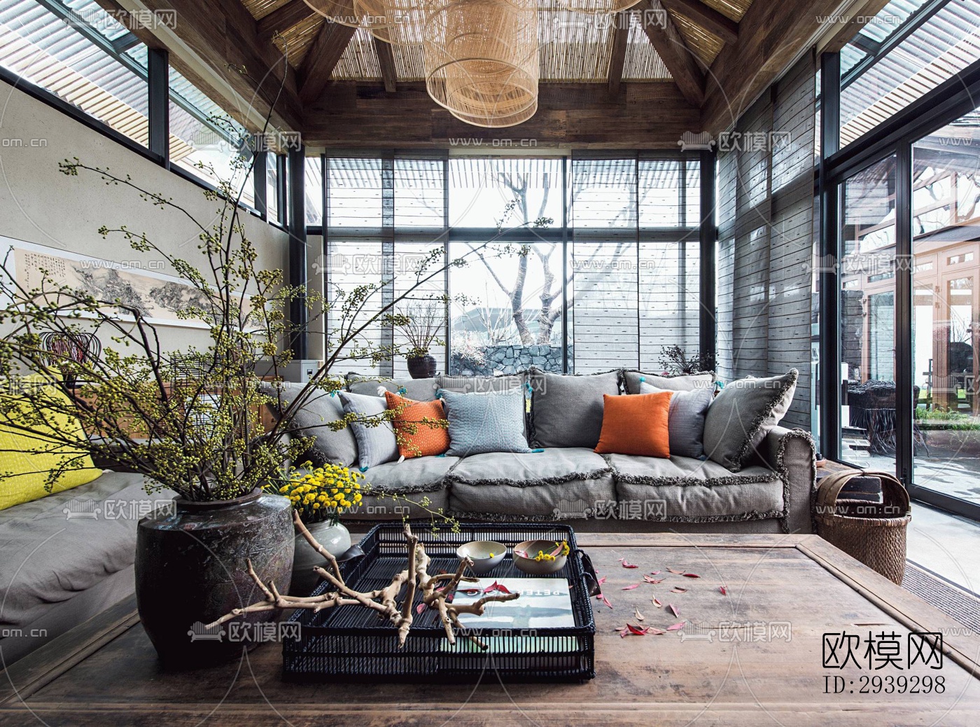 新中式酒店民宿效果图下载（渲染图3）