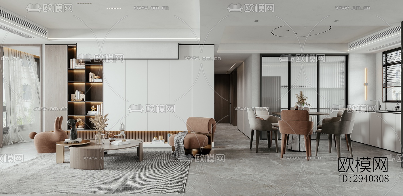 现代平层效果图下载（渲染图1）