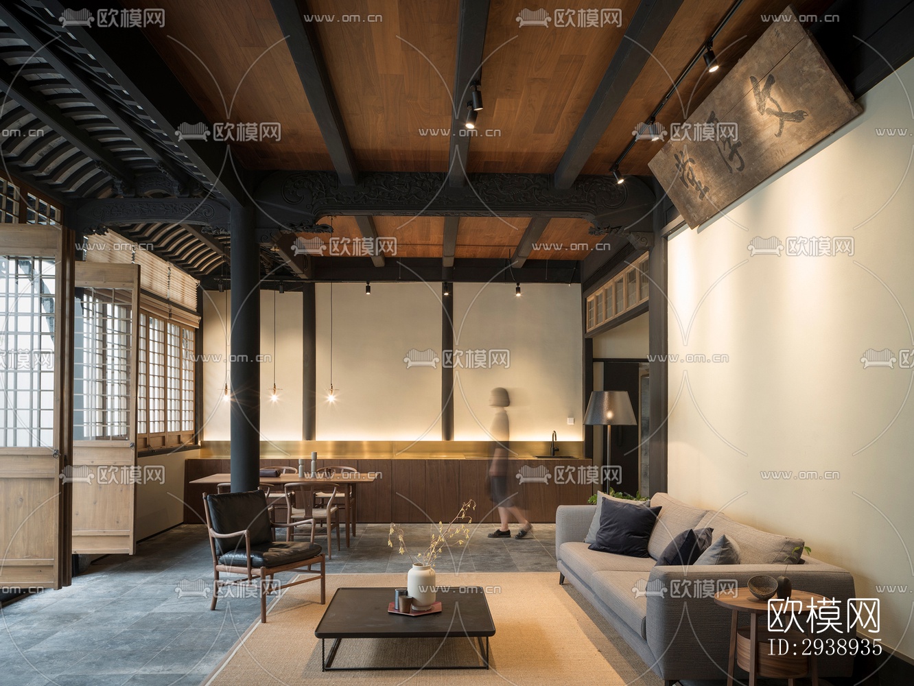 中式酒店民宿效果图下载（渲染图8）