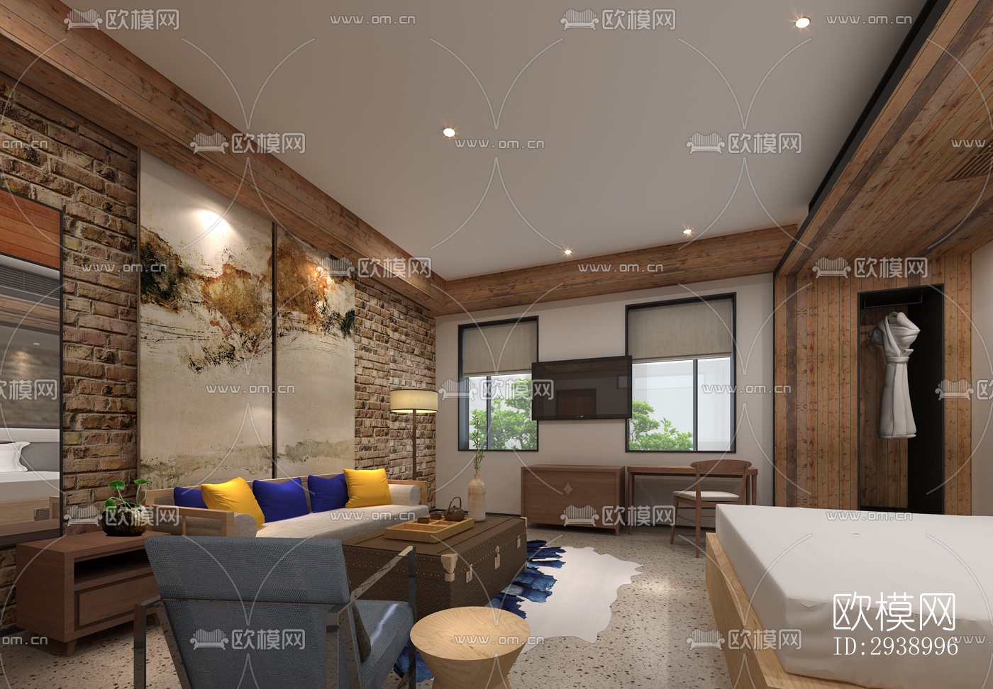 中式酒店民宿效果图下载（渲染图17）