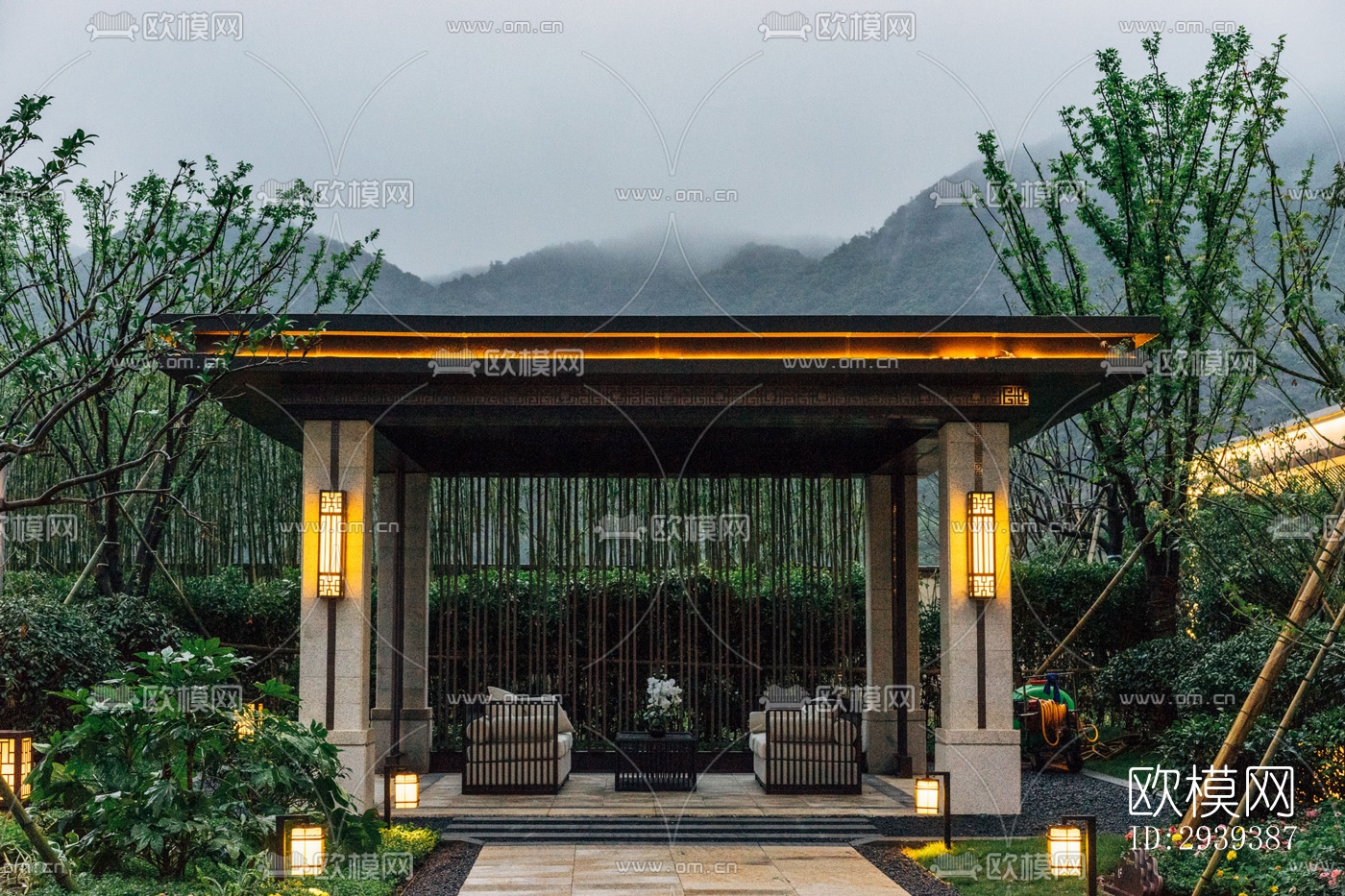 新中式酒店民宿效果图下载（渲染图13）