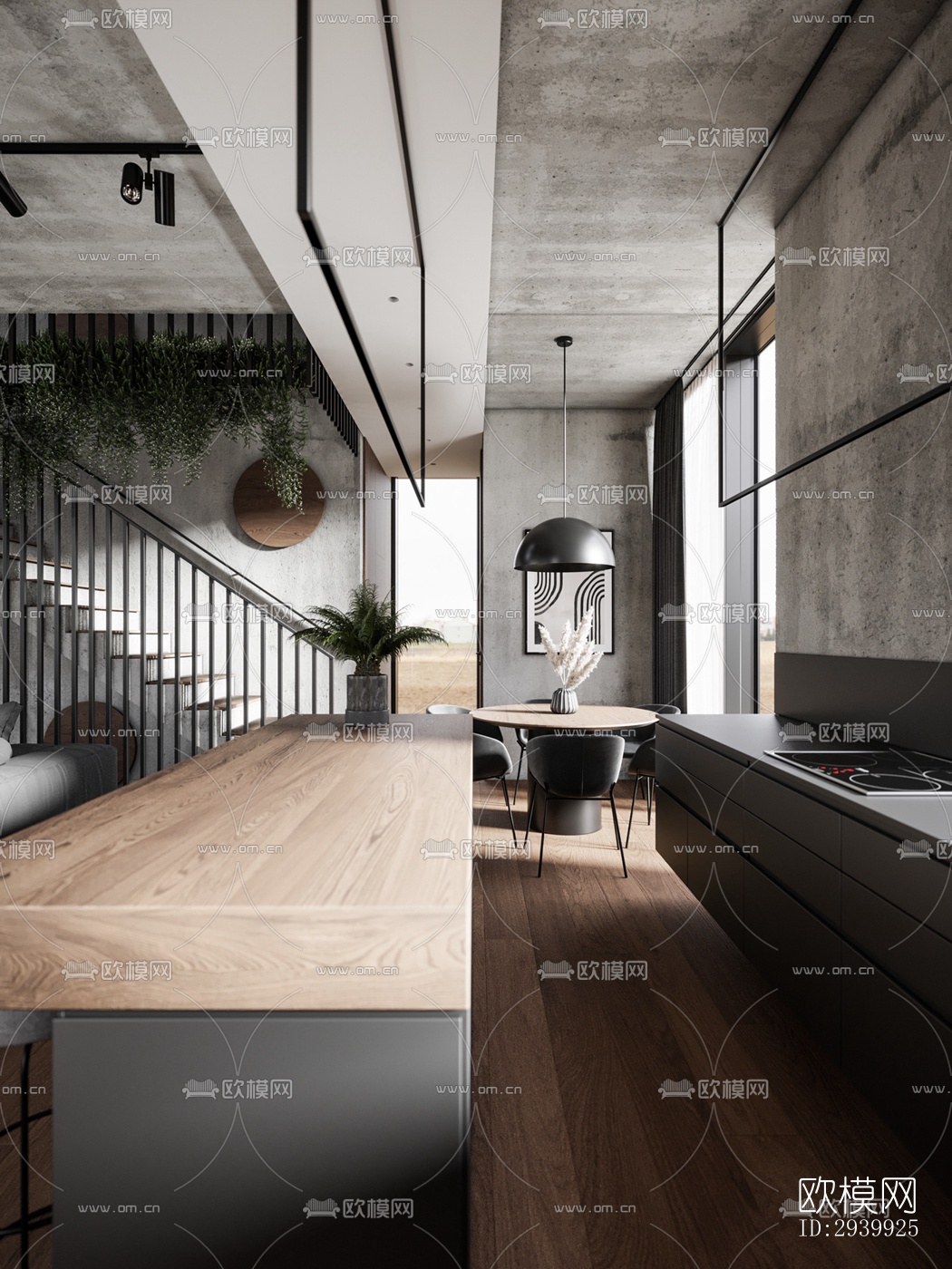 工业风复式效果图下载（渲染图9）