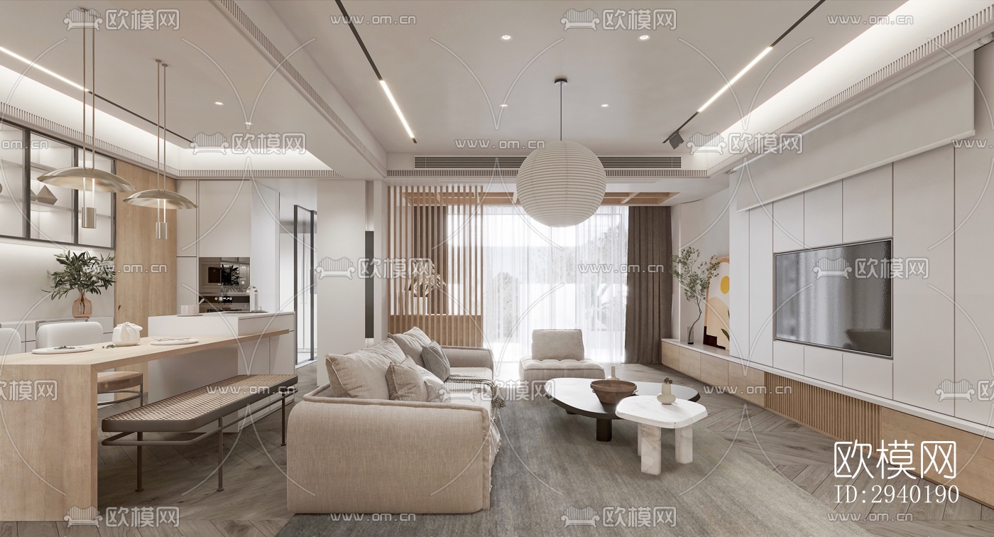 日式平层效果图下载（渲染图6）