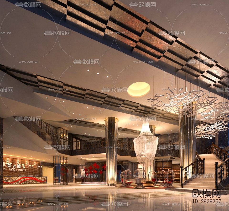 新中式酒店民宿效果图下载（渲染图8）