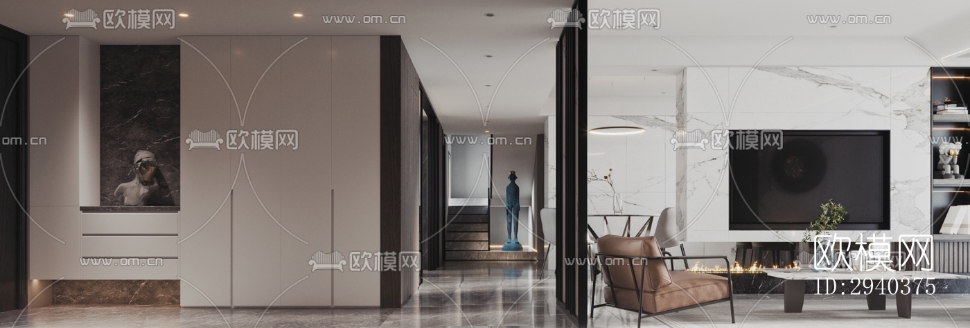 现代平层效果图下载（渲染图3）