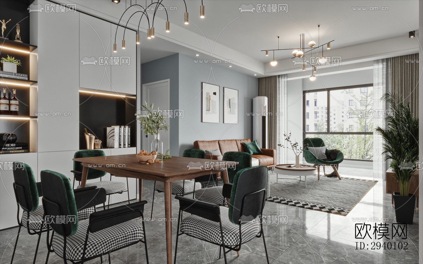 北欧平层效果图下载（渲染图1）