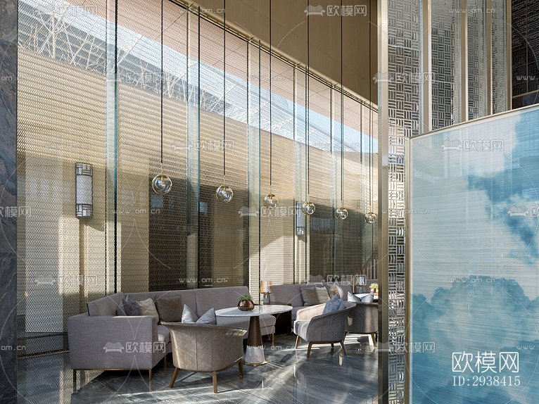 新中式售楼处效果图下载（渲染图13）