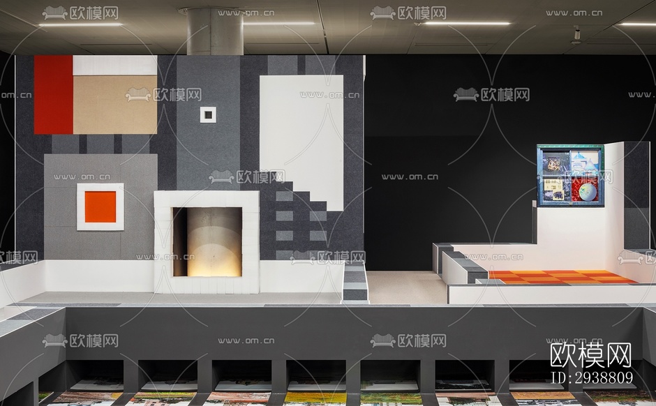 高级灰展览展厅效果图下载(渲染图4)