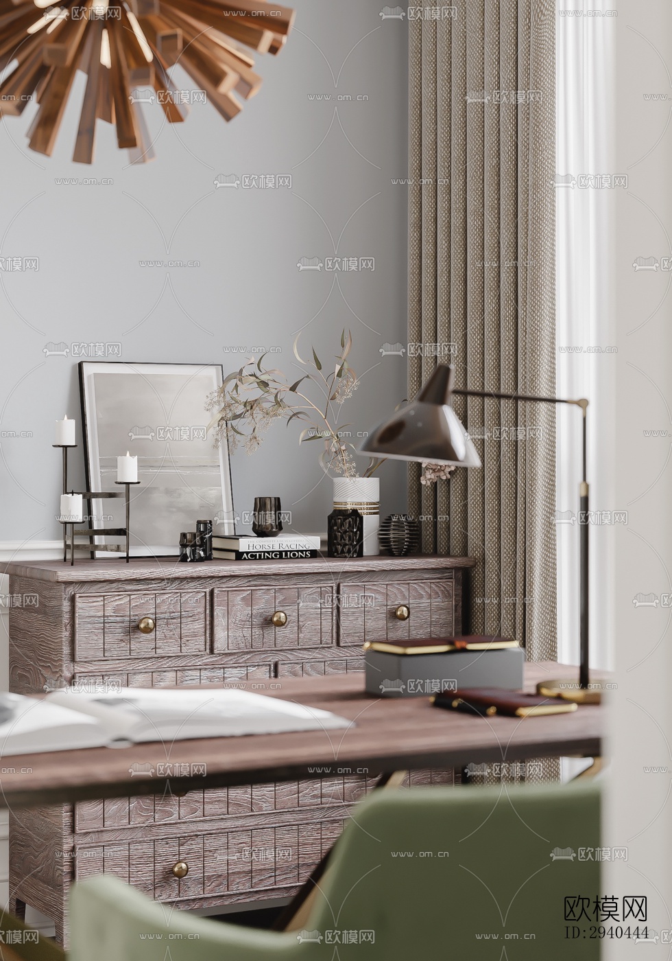 美式平层效果图下载（渲染图10）